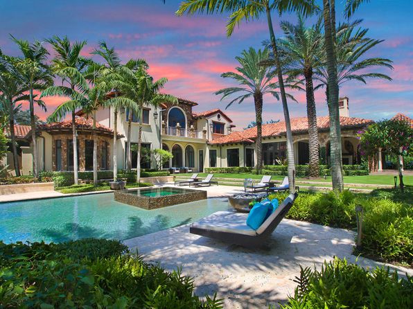 beautiful mansion, pool, palm trees