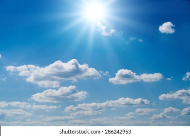 Blue skies, sunny, warm weather 